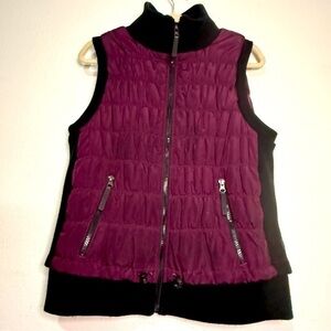 Calvin Klein Women's Burgundy Quilted Vest withh black trim. Sz L.